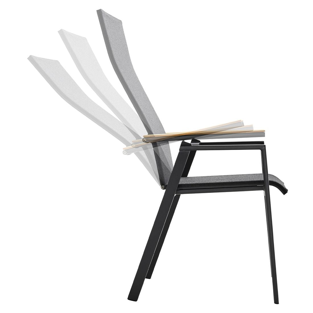 Hagestol med armlener Soul aluminium/textilen/teak - Solpuri bakside