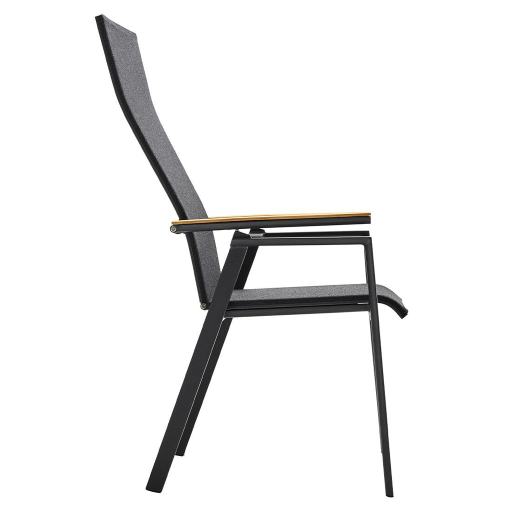Montert Hagestol med armlener Soul aluminium/textilen/teak - Solpuri på terrasse