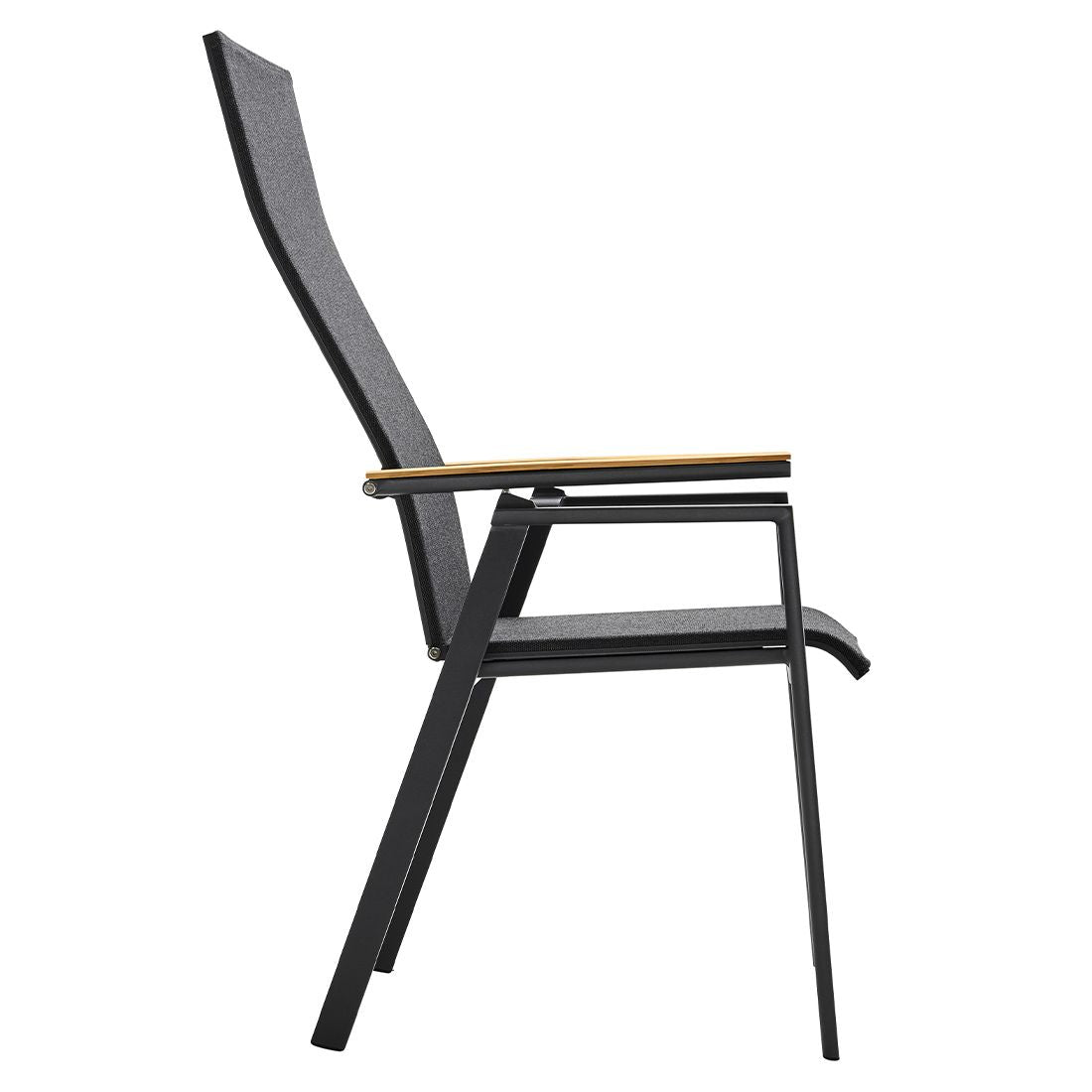 Montert Hagestol med armlener Soul aluminium/textilen/teak - Solpuri på terrasse