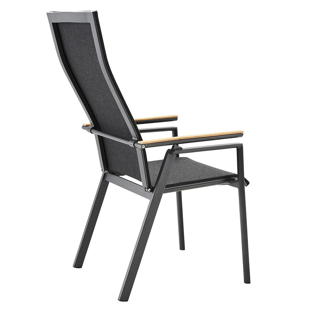 Nærbilde av armlener på Hagestol med armlener Soul aluminium/textilen/teak - Solpuri
