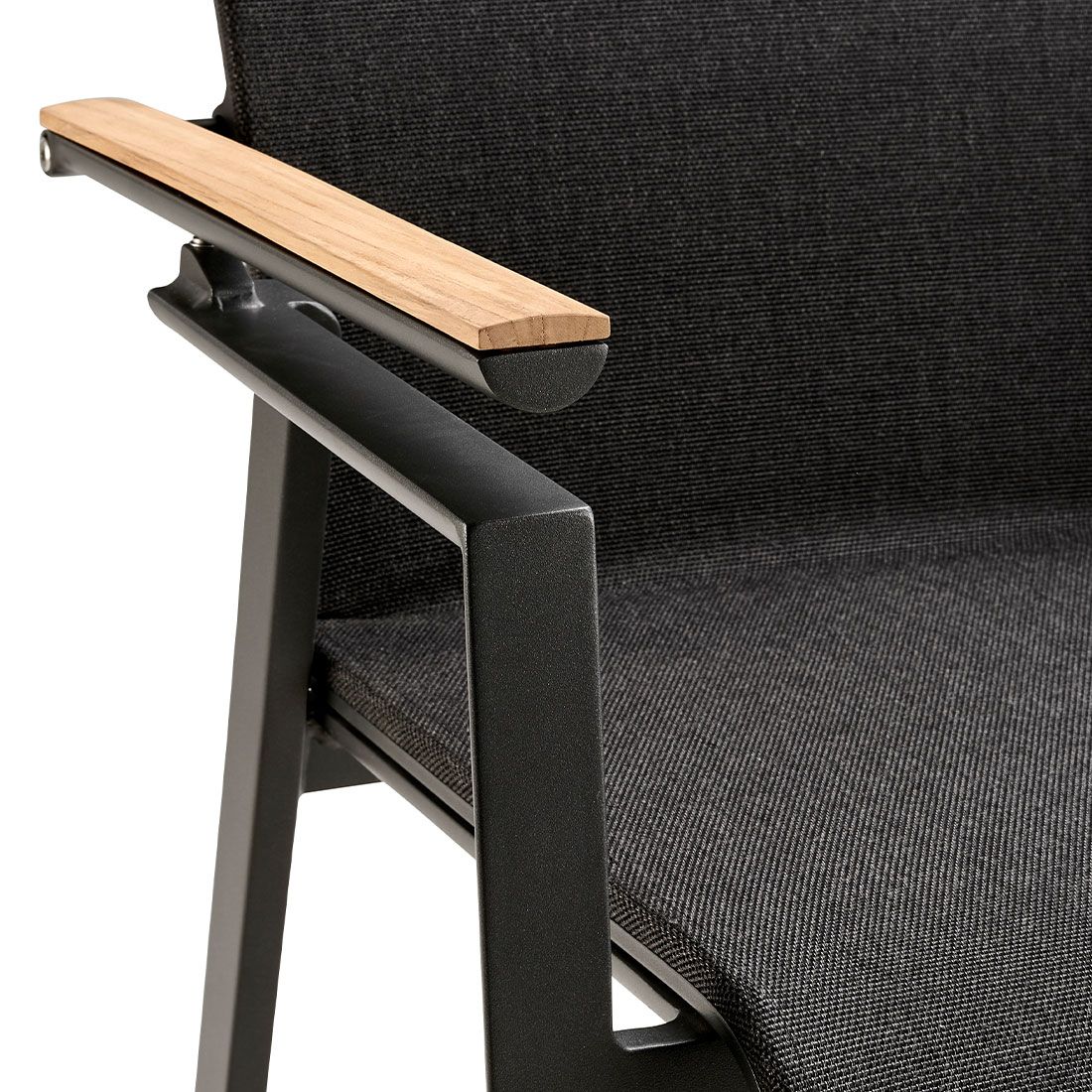 Justerbar ryggstøtte på Hagestol med armlener Soul aluminium/textilen/teak - Solpuri