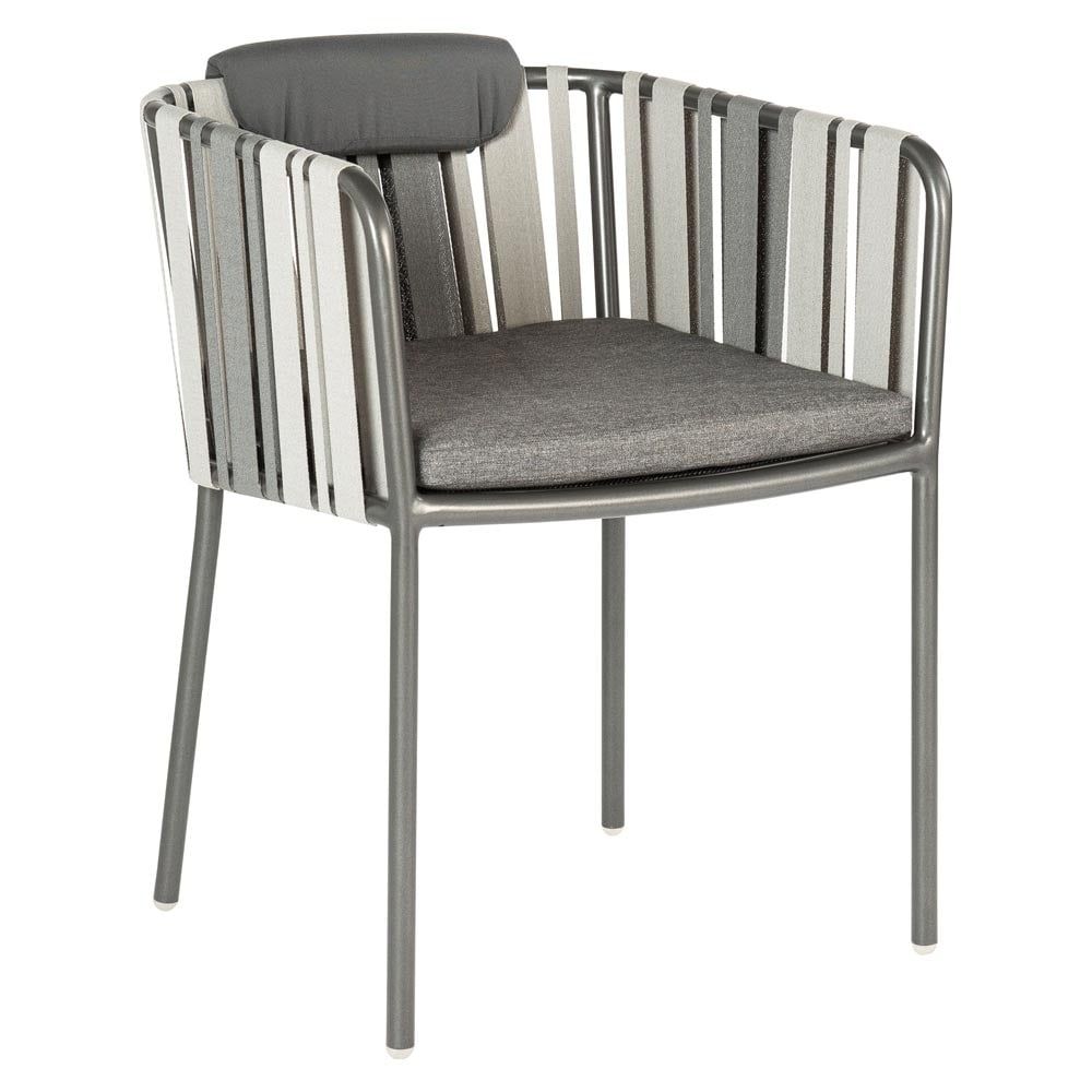 Hagestol med armlener Space aluminium og tau 56x60 cm - Stern forfra