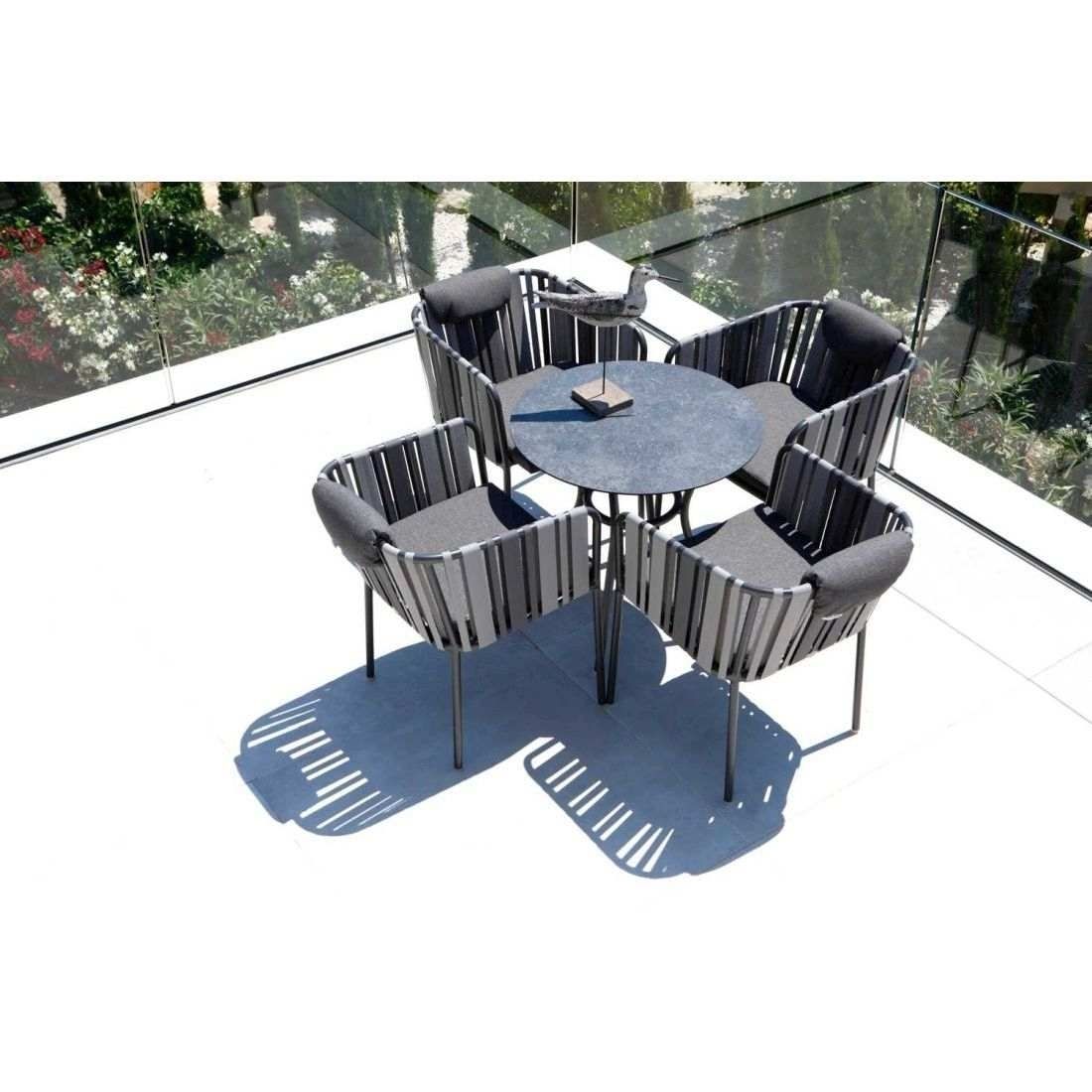 Hagestol med armlener Space aluminium og tau 56x60 cm - Stern detalj av materiale
