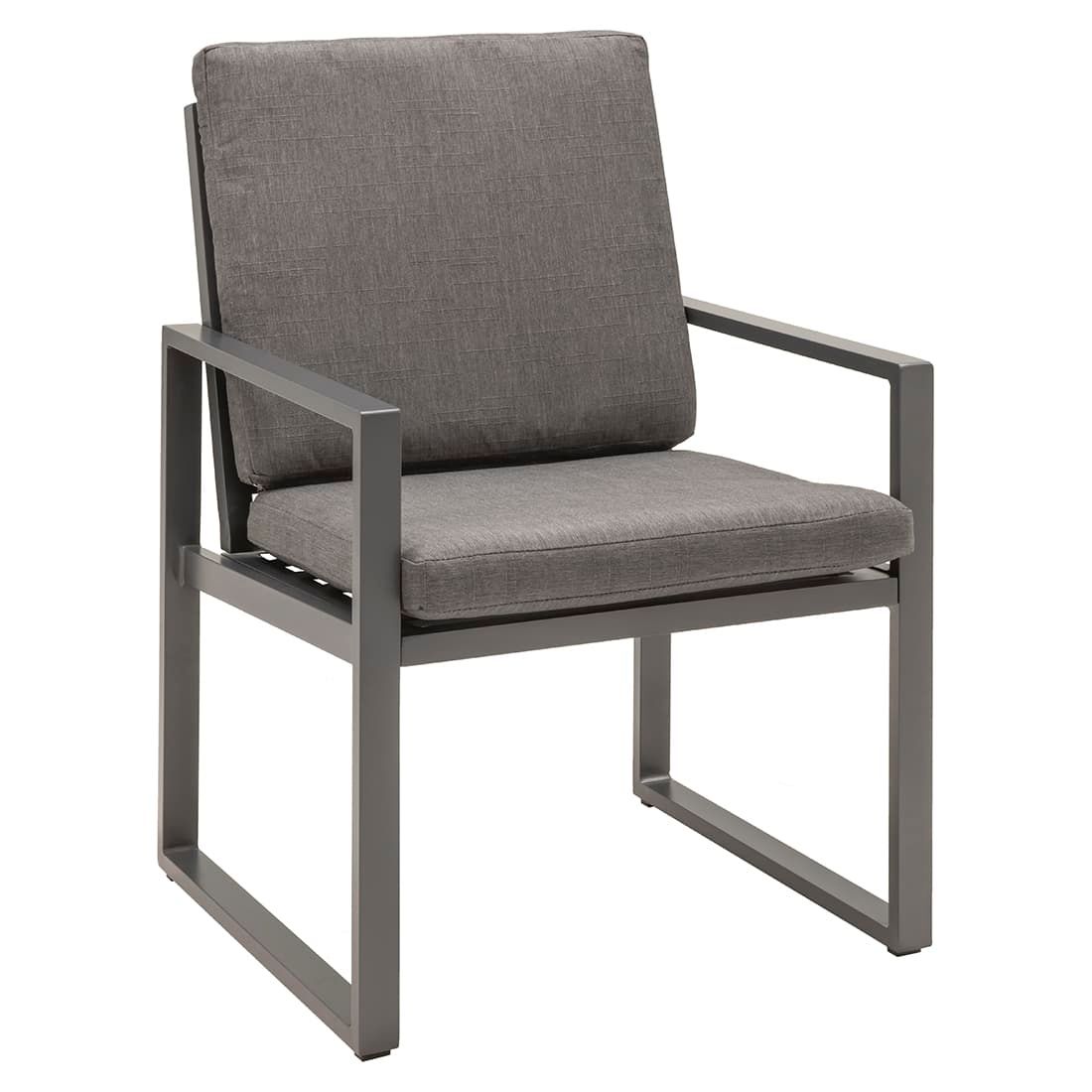 Hagestol med armlener Sydney aluminium med puter 62x67 cm forfra