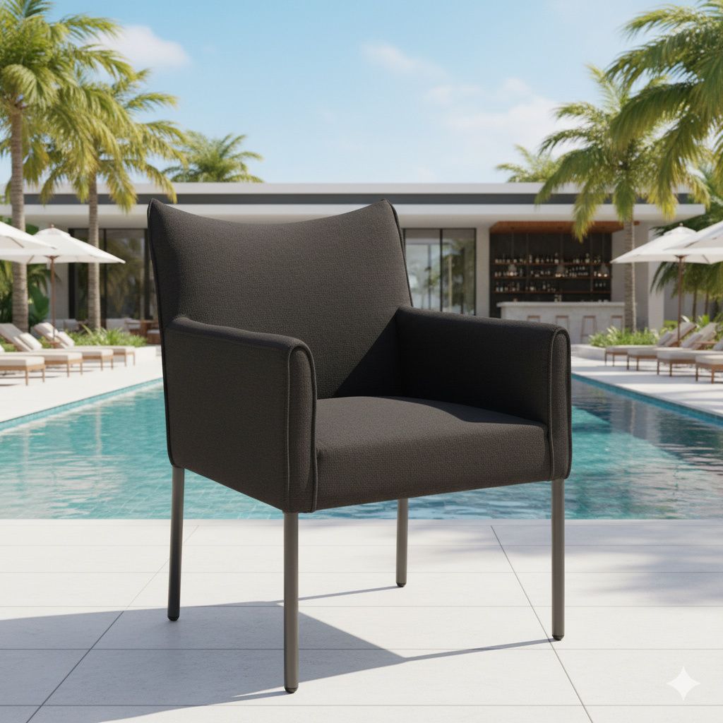 Hagestol med armlener Miami aluminium/Sunbrella sett bakfra