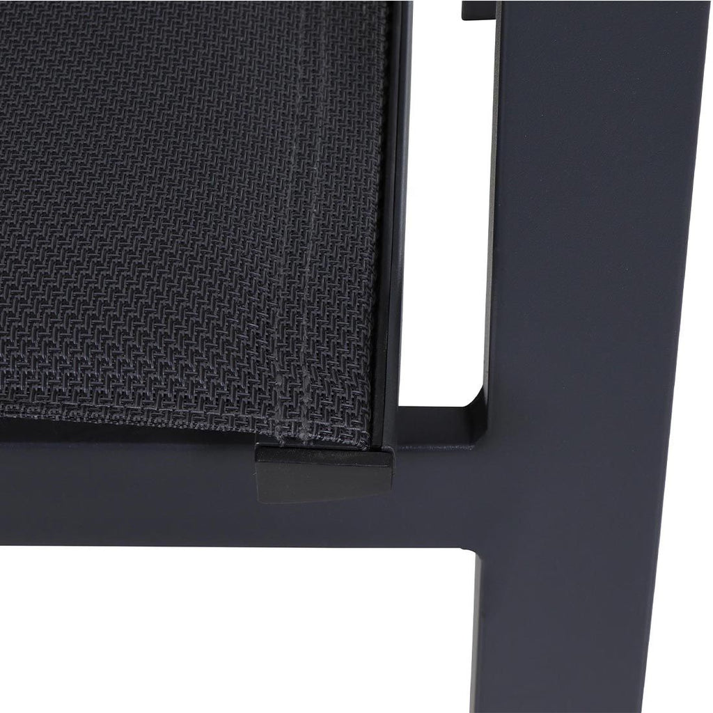 Sideprofil av Hagestol Milano regulerbar aluminium textilen antrasitt