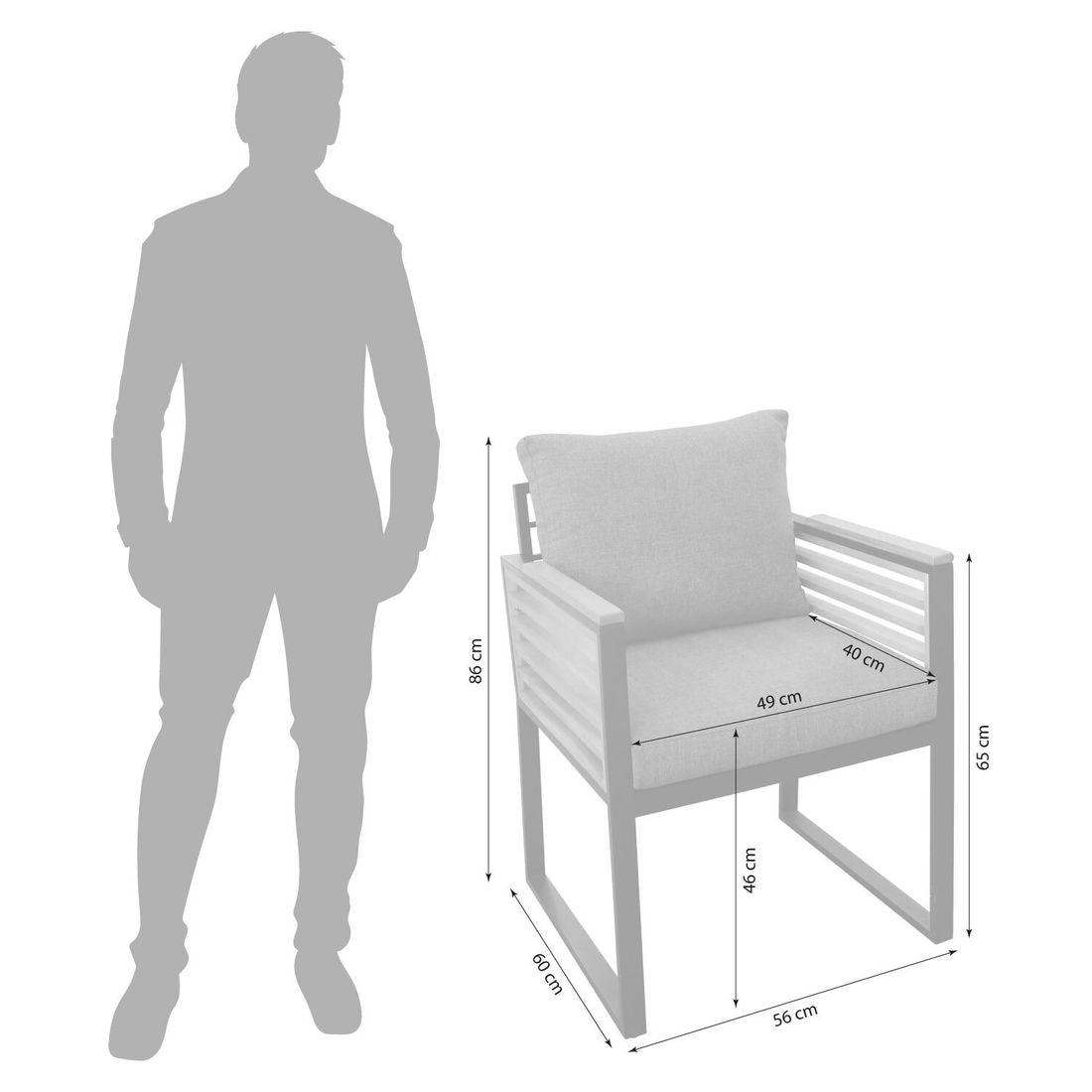 Hagestol New York City aluminium med puter sett bakfra