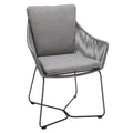 Hagestol Opal stål/tau med puter 60x61 cm foran