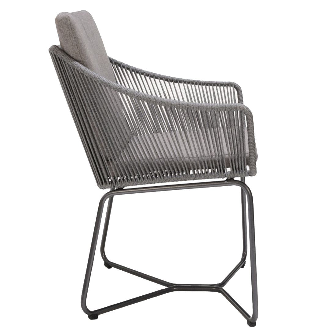 Nærbilde av Olefin stoff på puter til Hagestol Opal stål/tau med puter 60x61 cm