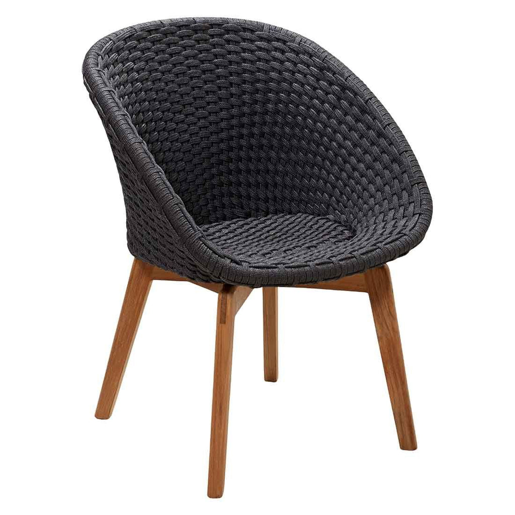 Hagestol med armlener Peacock resirkulert teak tau forfra