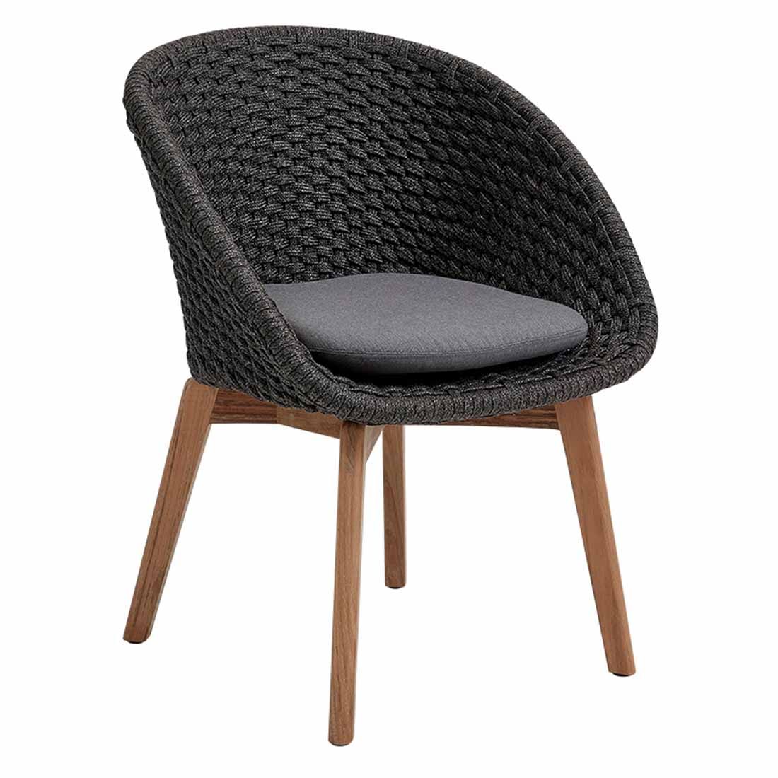 Hagestol med armlener Peacock resirkulert teak tau bakside