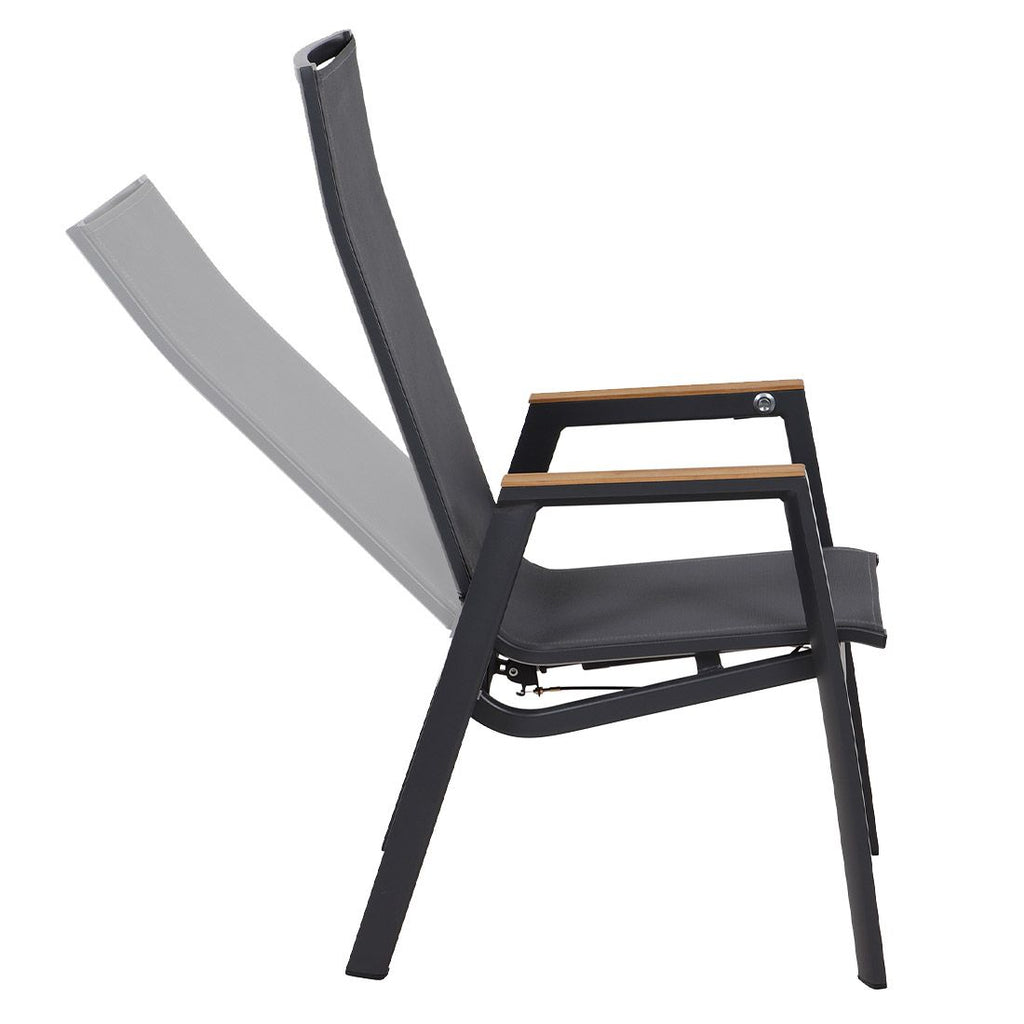 Montert Hagestol Rondo regulerbar aluminium tekstilen antrasitt i hage