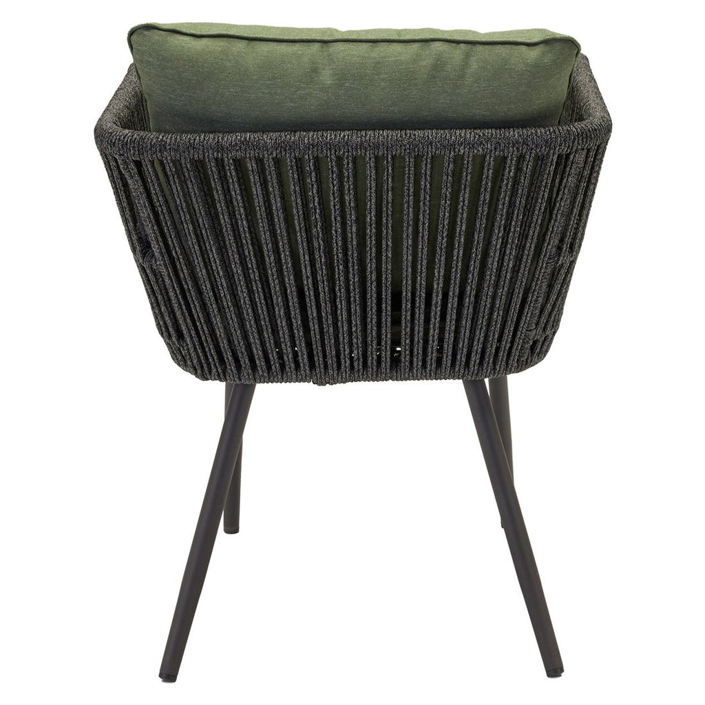 Hagestol Saigon stål/tau med sitte- og ryggpute sideprofil