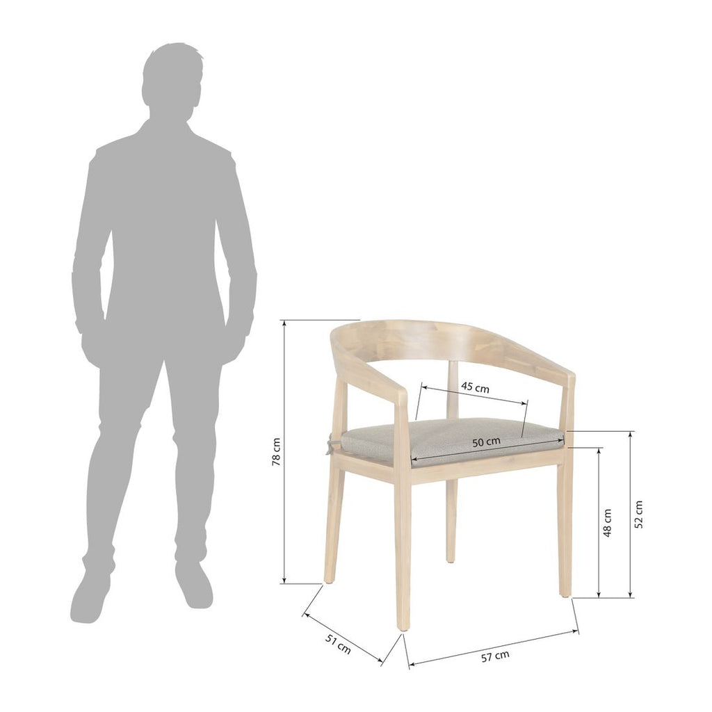Hagestol Sanjo akasie med sittepute 57x51 cm bakside