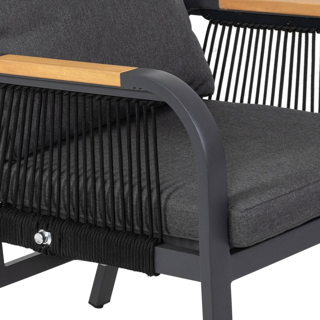 Hagestol med armlener Siena regulerbar aluminium tau - sete og rygg i kunstfaserope