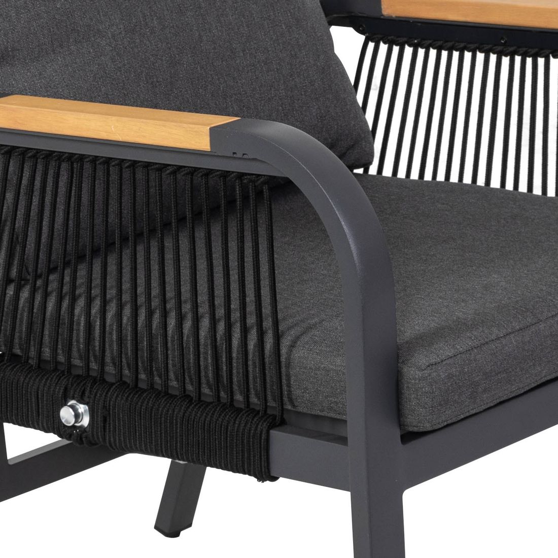 Hagestol med armlener Siena regulerbar aluminium tau - sete og rygg i kunstfaserope