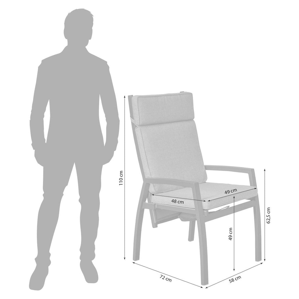 Hagestol Sondrino aluminium regulerbar rygg detalj av stoff