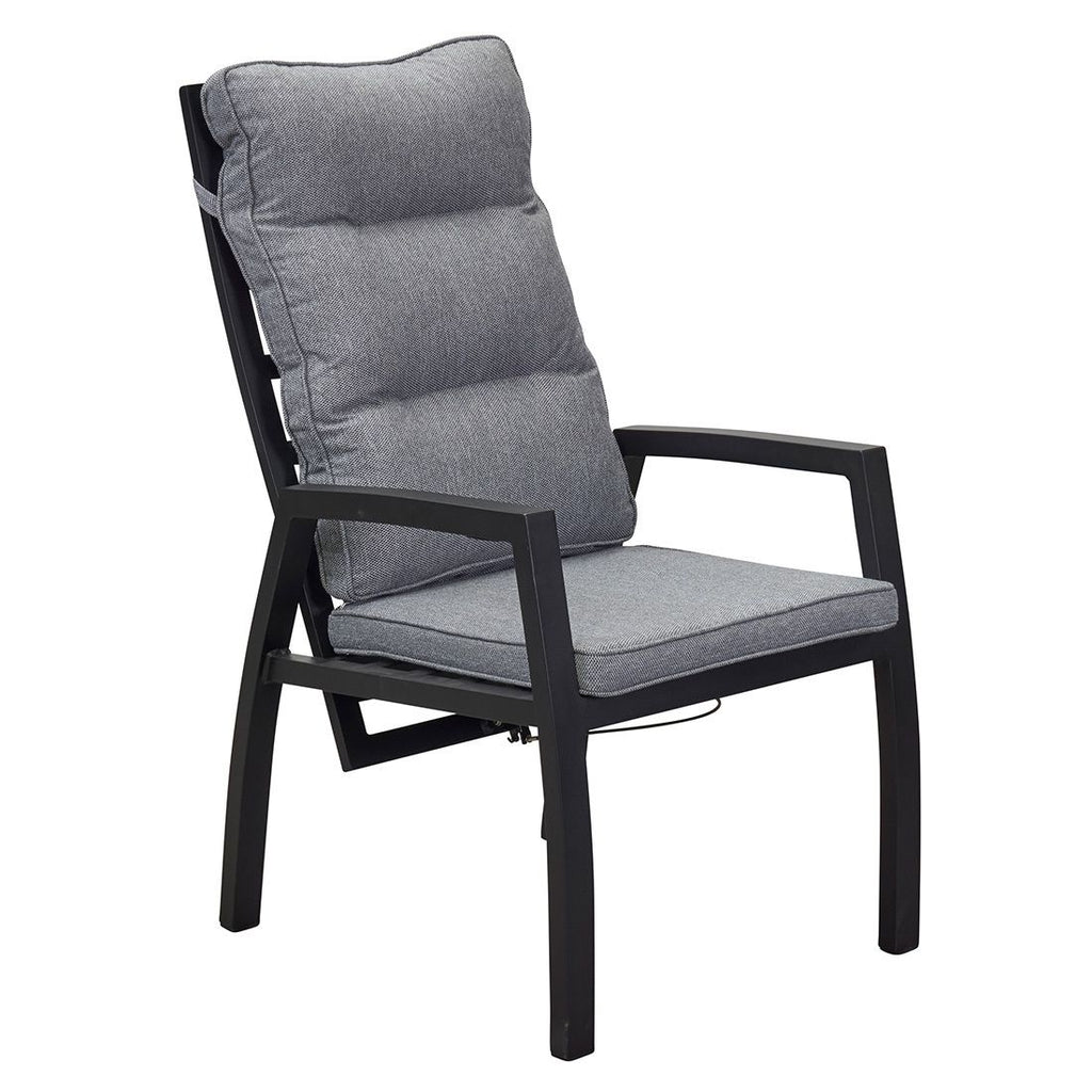 Hagestol Sondrino regulerbar rygg aluminium med puter forfra