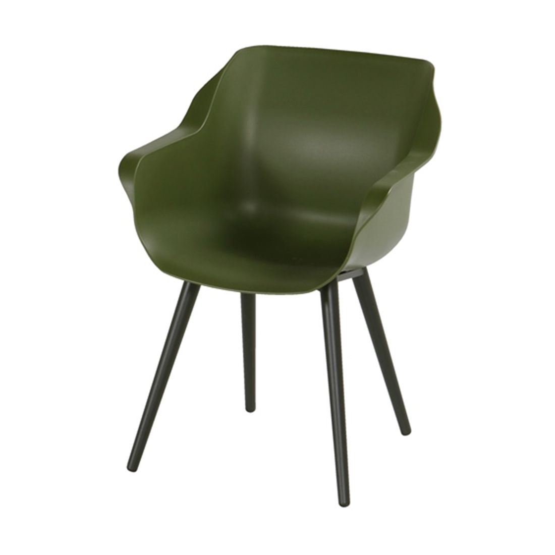 Hagestol Sophie Studio aluminium/plast svart/grønn forfra