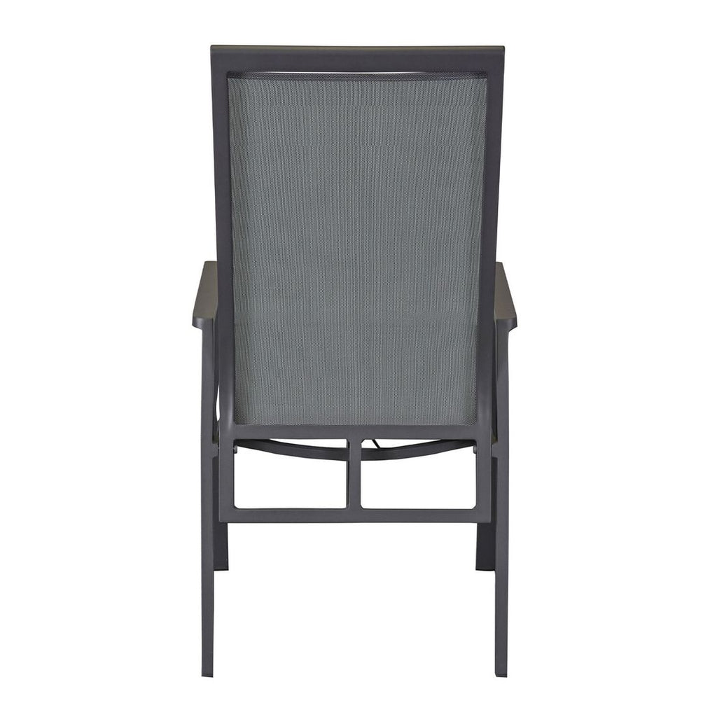 Hagestol Sunfort aluminium/textilen med regulerbar rygg montert i hage