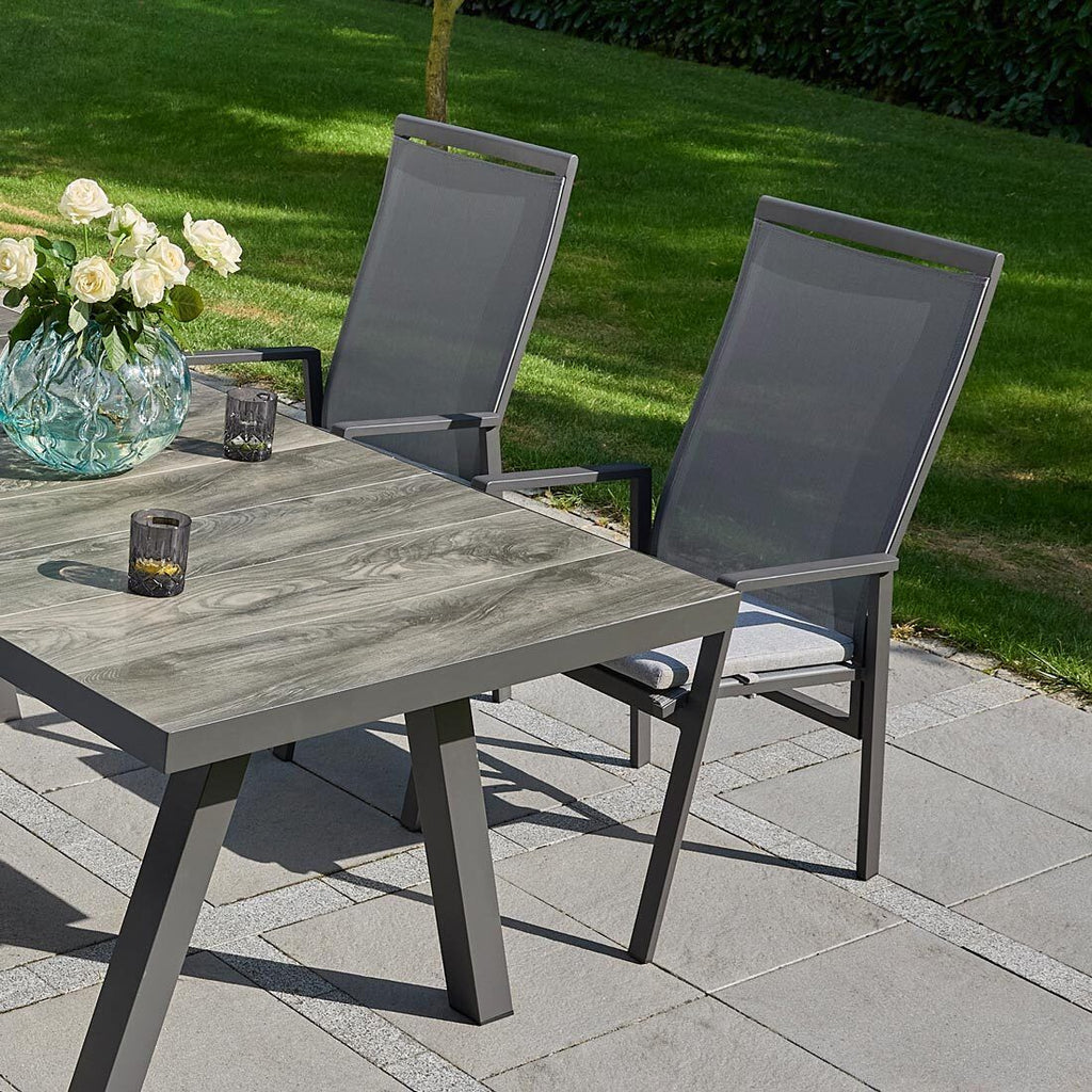 Hagestol Sunfort aluminium/textilen med regulerbar rygg med justerbar ryggstøtte