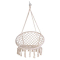 Hengestol Boho i stål og tau, Ø45 cm beige forfra