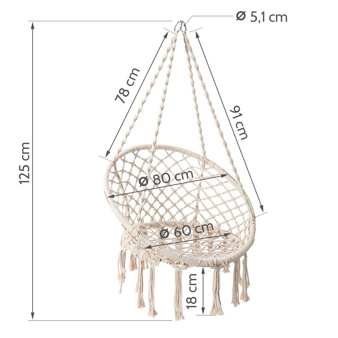 Hengestol Capri bambus/tau Ø82 cm - OUTLIV detalj av Rope-materiale