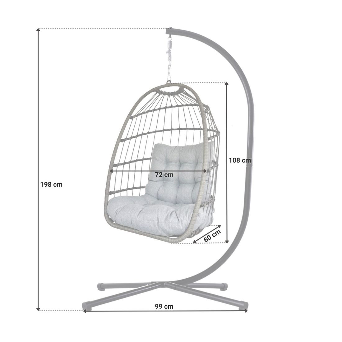 Detalj av Rope fletting på Hengestol Luna Swing jern tau