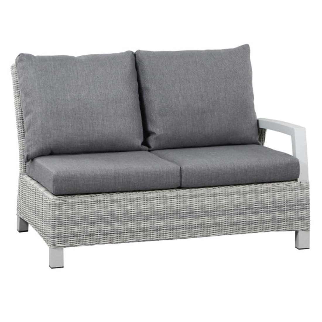 Hjørne-/endemodul Corido flettverk/aluminium 136 cm grå forfra