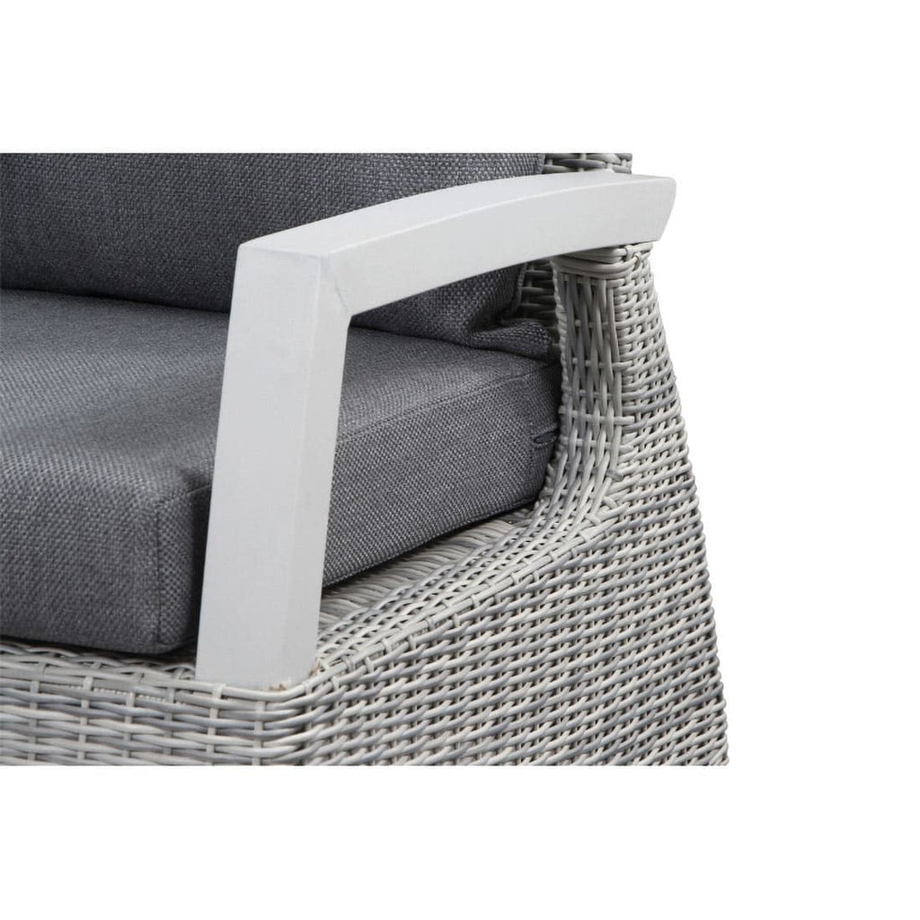 Nærbilde av aluminiumramme på Hjørne-/endemodul Corido flettverk/aluminium 136 cm grå