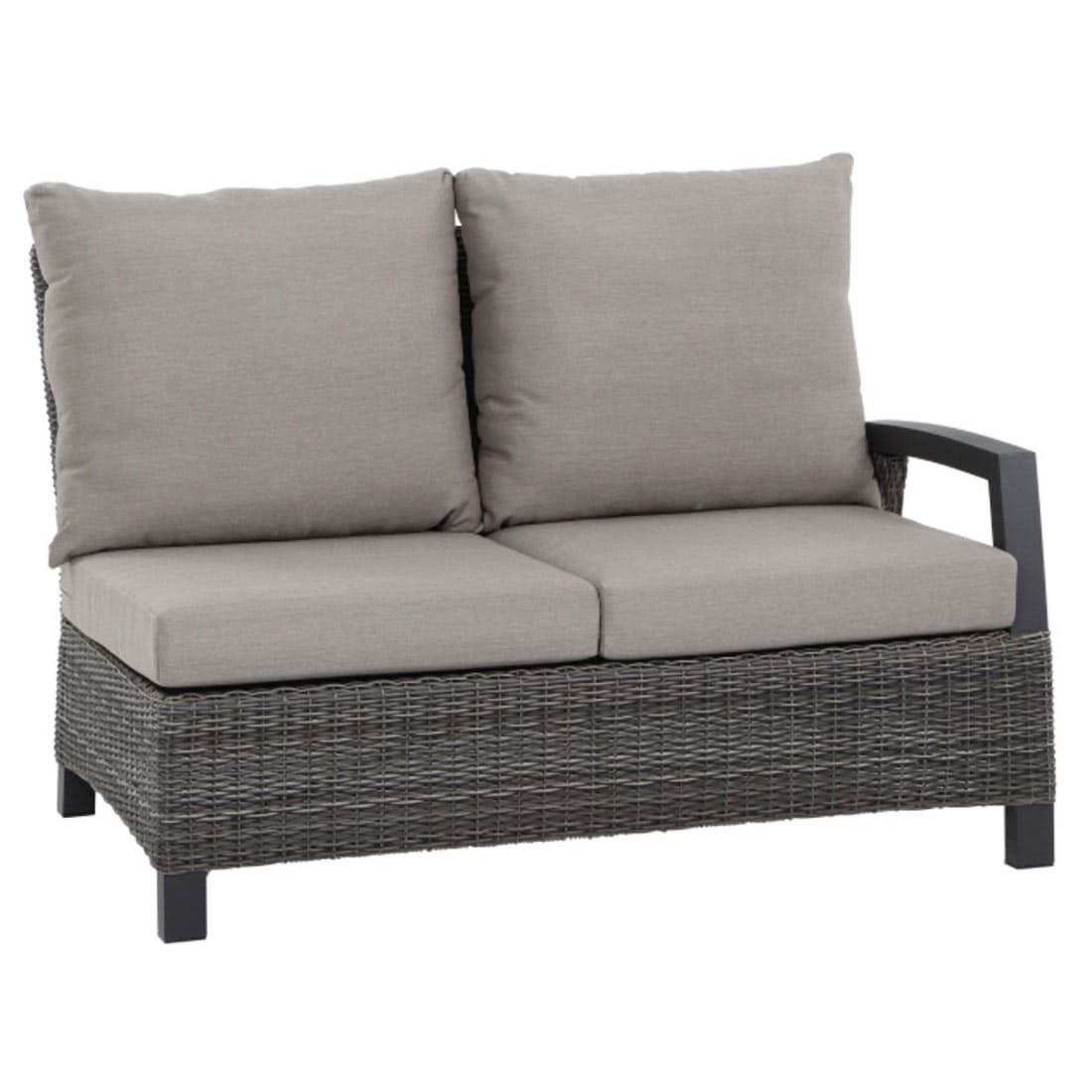 Hjørne-/endemodul Corido flettverk/aluminium 136 cm taupe forfra