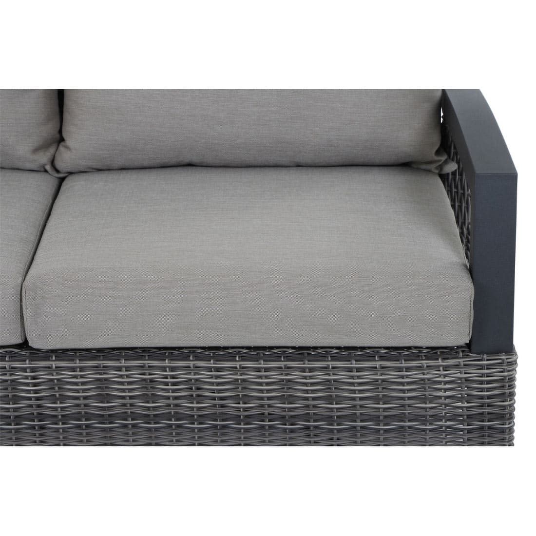 Montert Hjørne-/endemodul Corido flettverk/aluminium 136 cm taupe i hage