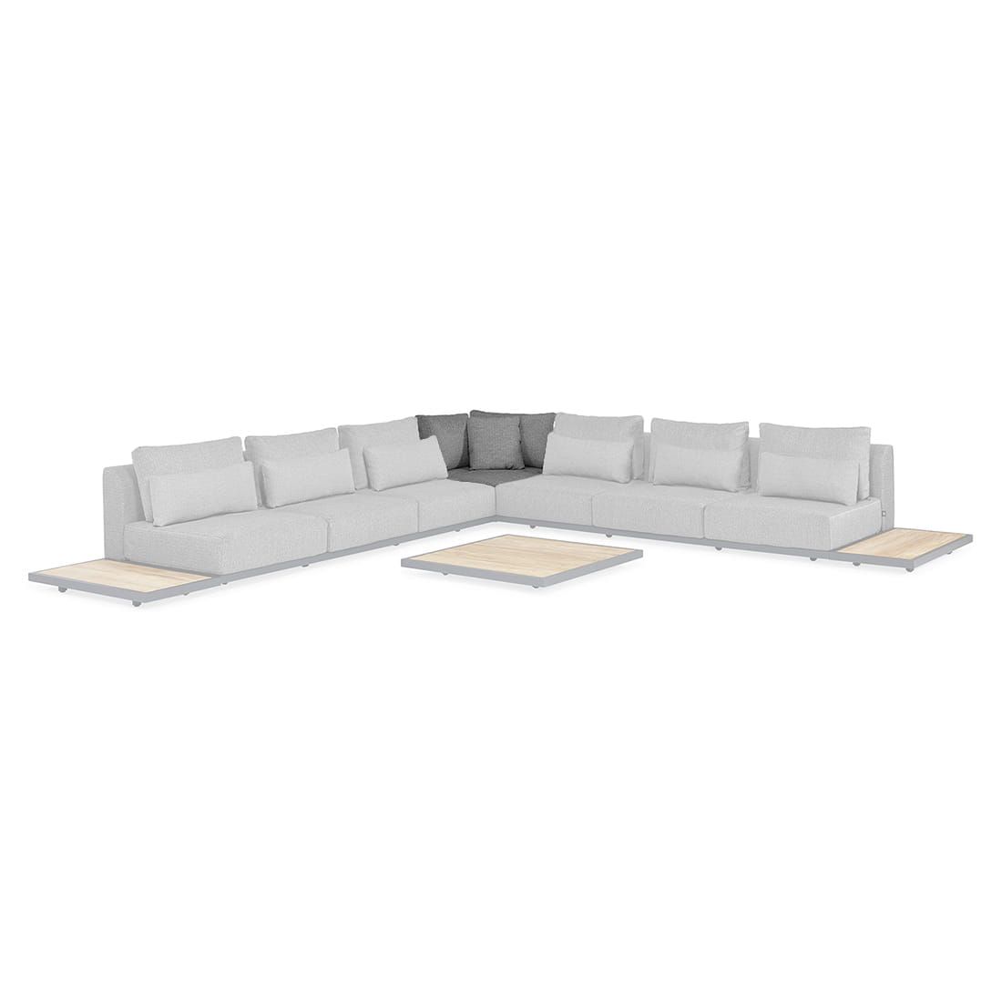 Hjørnemodul lounge Kota aluminium med puter - Suns for hage og terrasse