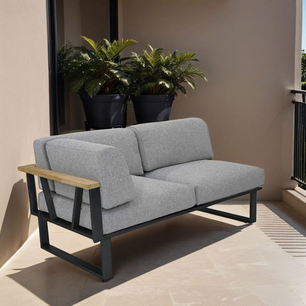 Hjørnemodul lounge Belvedere rustfritt stål/Sunbrella forfra