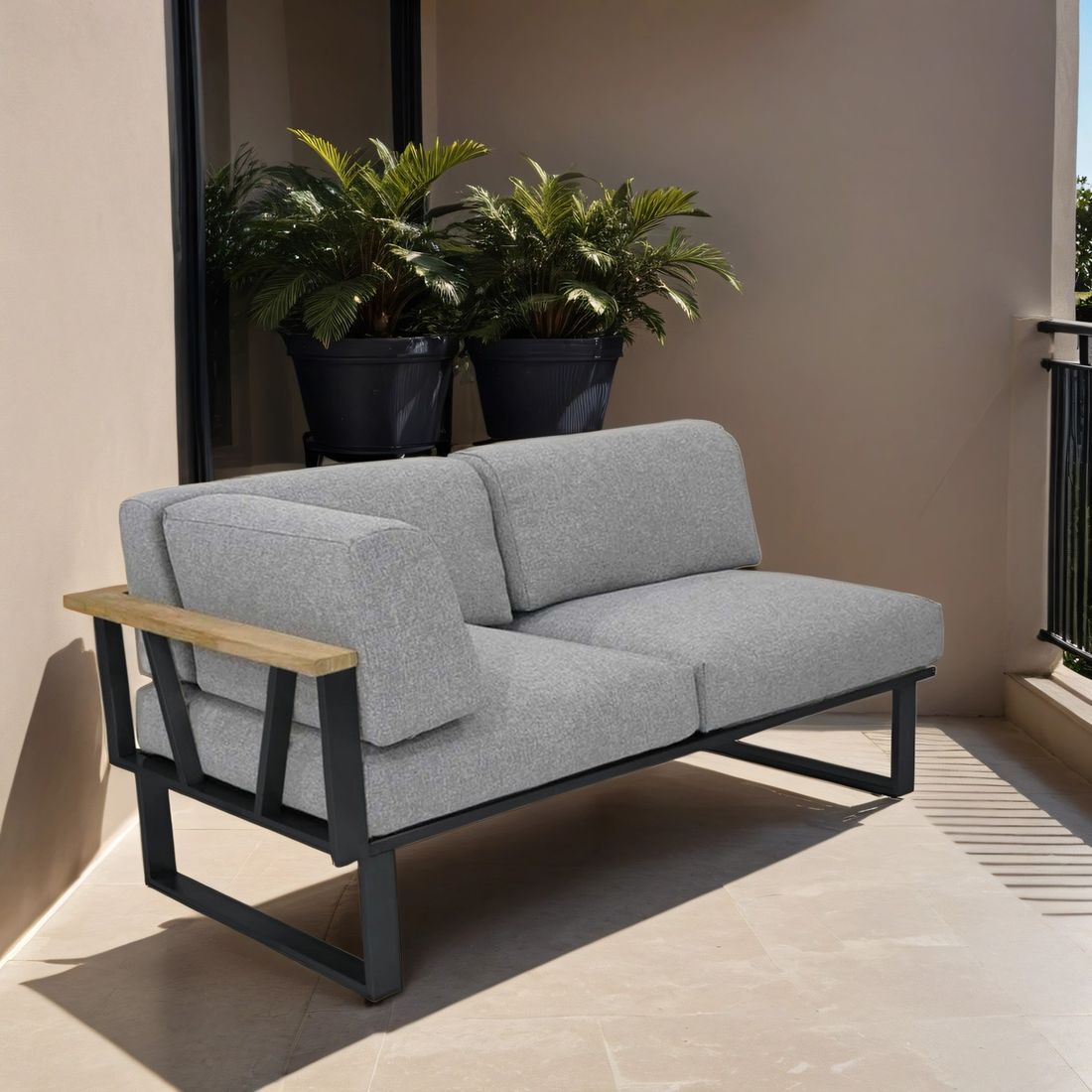 Hjørnemodul lounge Belvedere rustfritt stål/Sunbrella forfra