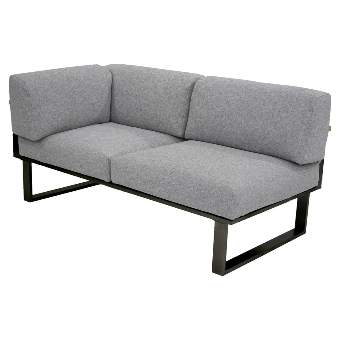 Detalj av stoff og ramme på Hjørnemodul lounge Belvedere rustfritt stål/Sunbrella