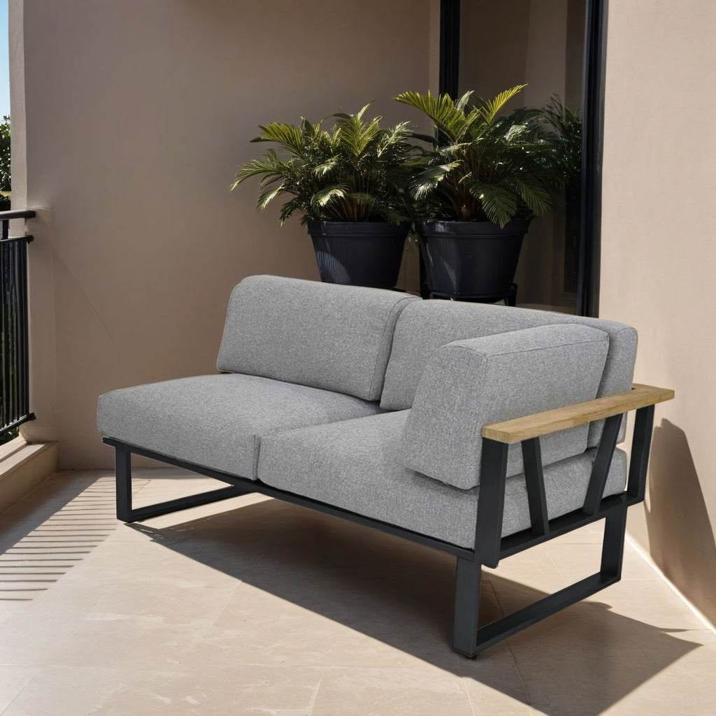 Hjørnemodul lounge Belvedere rustfritt stål olefin 156 cm forfra