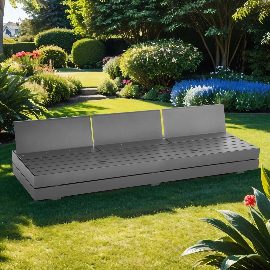 Hjørnemodul lounge Boxx basismodul L 270x90 cm - Solpuri forfra