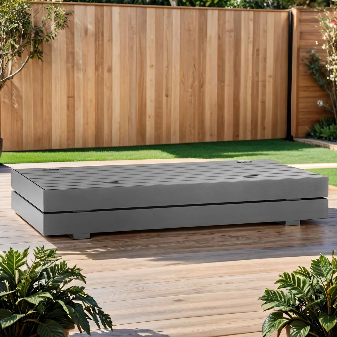 Hjørnemodul lounge Boxx M aluminium 180x90 cm forfra