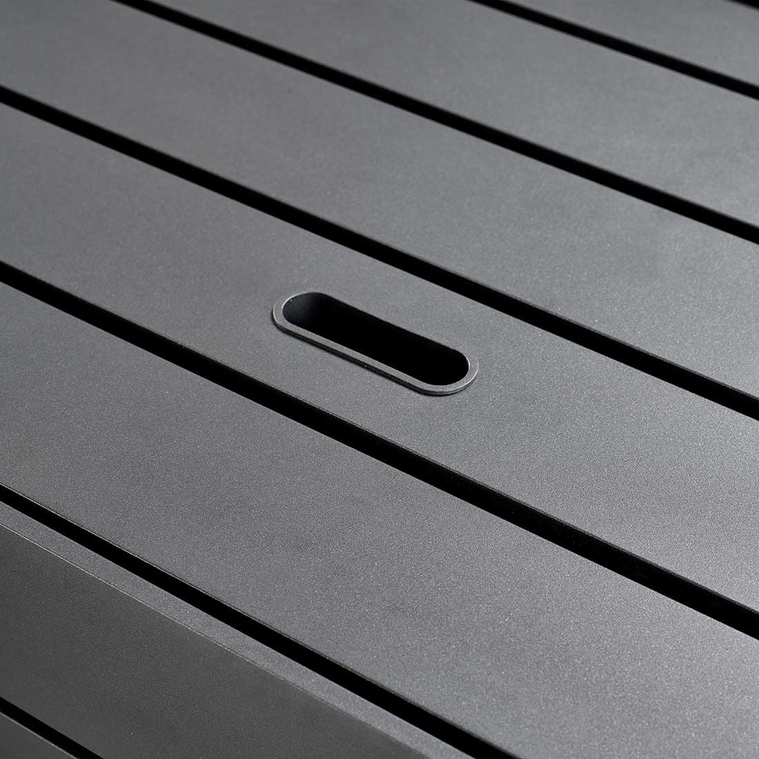 Hjørnemodul lounge Boxx M aluminium 180x90 cm montert på terrasse