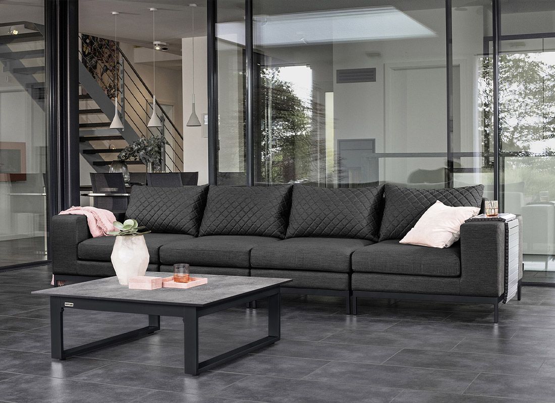 Hjørnemodul lounge Ego Modular aluminium/Sunbrella 96x92 cm i uterom
