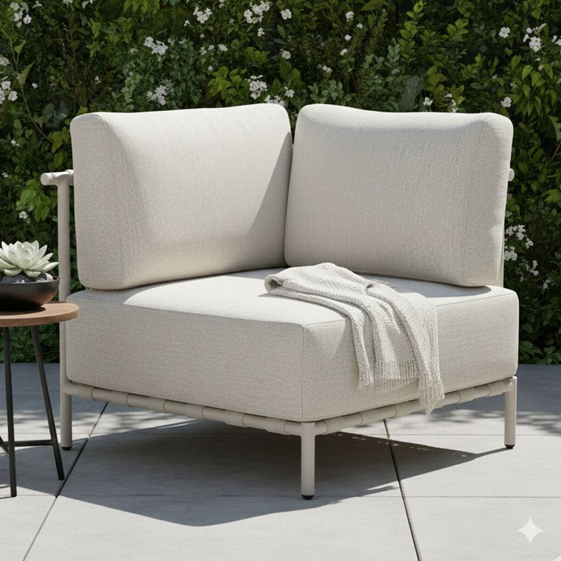 Hjørnemodul lounge Francis aluminium/akryl 81x81 cm Stern forfra