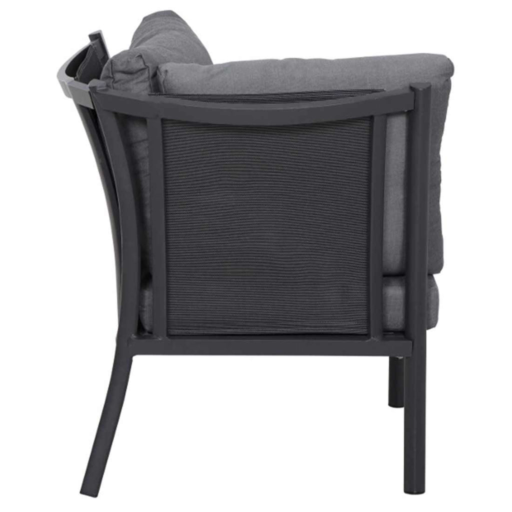 Montert Hjørnemodul lounge Londra aluminium 77x75 cm på terrasse