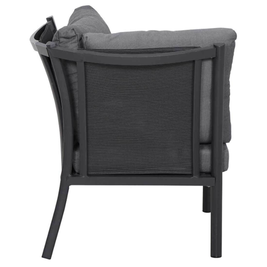 Montert Hjørnemodul lounge Londra aluminium 77x75 cm på terrasse