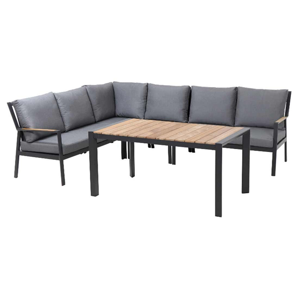 Oversiktsbilde av Hjørnemodul lounge Londra aluminium på terrasse