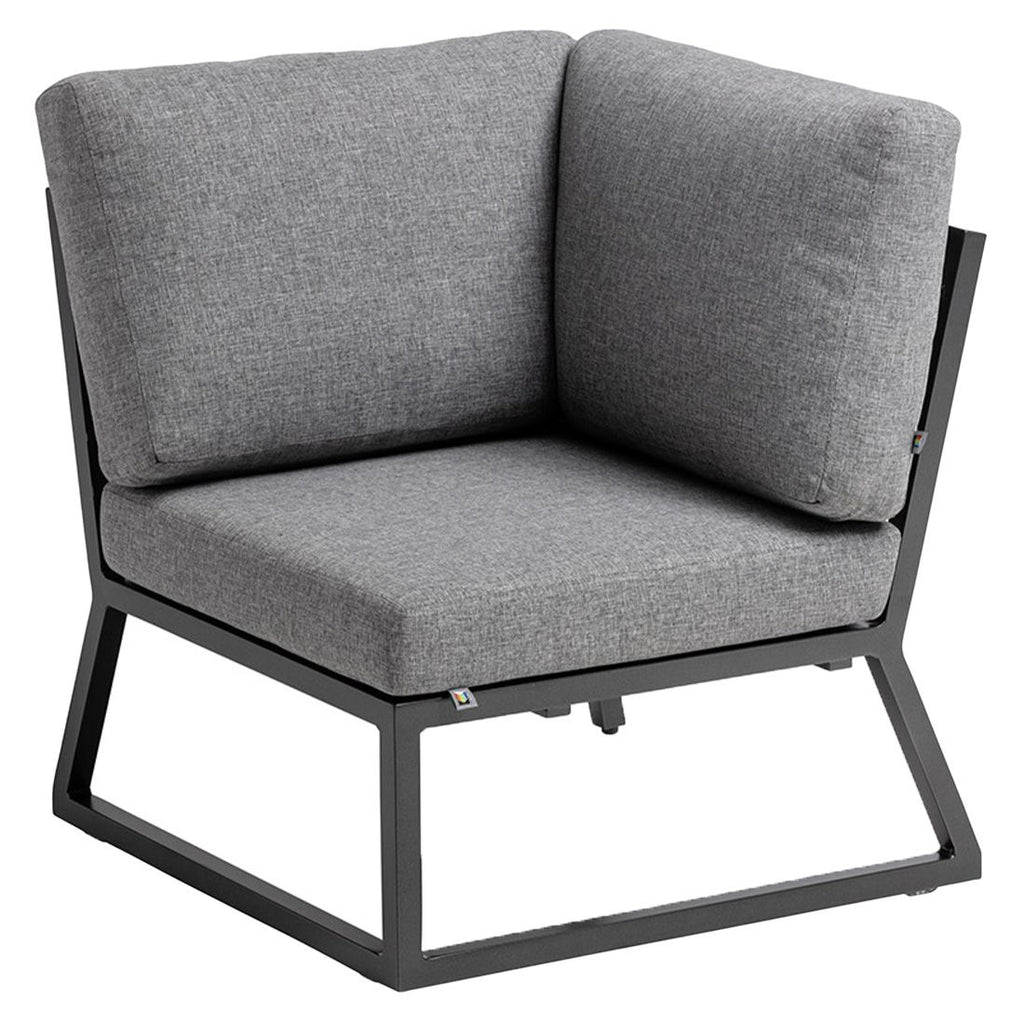 Detalj av Olefin-stoff på Hjørnemodul lounge Ocean Skid aluminium