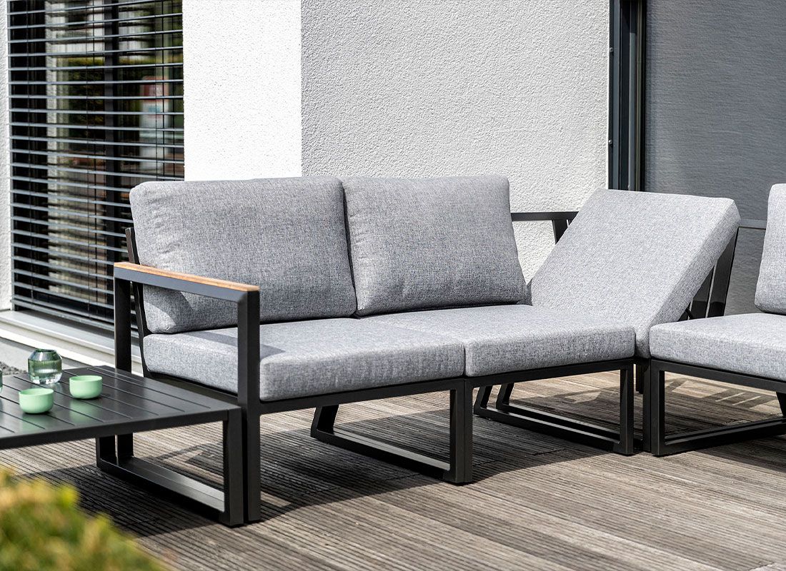 Utsikt av Hjørnemodul lounge Ocean Skid aluminium i uterom