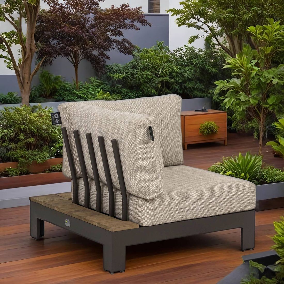Hjørnemodul lounge Sticks & More aluminium 87x87 cm Apple Bee forfra