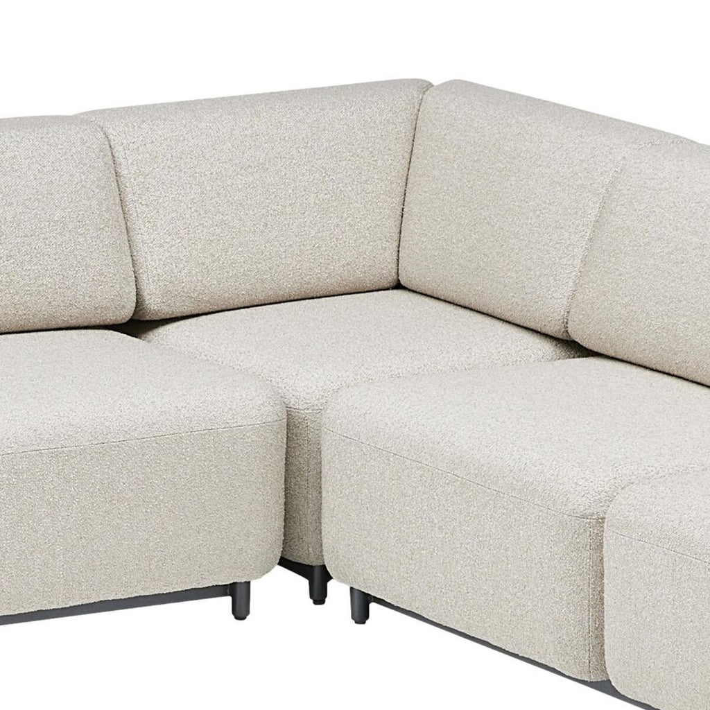 Hjørnemodul lounge Tribe aluminium/polyester 88x88 cm sett fra siden