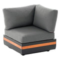 Hjørnemodul lounge Volano aluminium teak forfra